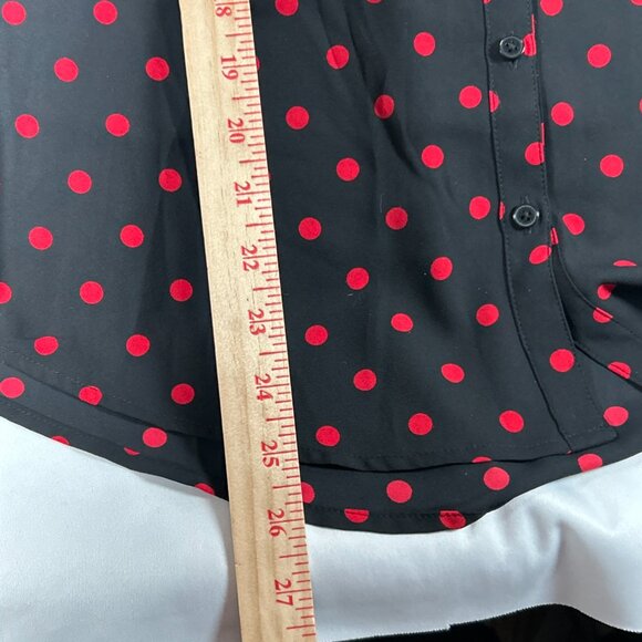 Express Size Small Slim Fit The Portofino Shirt Black & Red Polka Dot Blouse - Picture 7 of 11